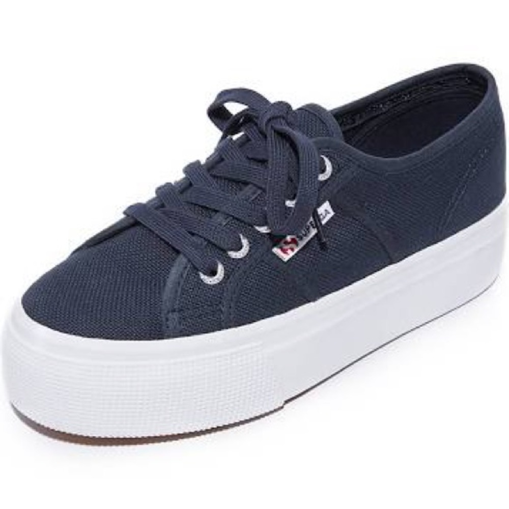 Navy blue platform superga sneakers